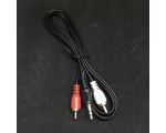 Кабель - переходник audio Jack 3,5mm Male to 2xRCA «тюльпан»  Male, 1м /разьемы на наушниках, аудиоколонках, микрофонах, гарнитурах, HDD-плеерах, аудиоплеерах, мультимедиа-плеерах, синтезаторах, MIDI-клавиатурах, видеокартах, звуковых картах и т.д./