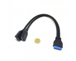 Кабель - переходник с внутреннего разъема материнской платы 20PIN / 19pin на 2 порта USB 3.0 50см, модель: EIDC20PF-USB3*2