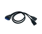 Кабель - переходник с внутреннего разъема материнской платы 20PIN / 19pin на 2 порта USB 3.0 50см, модель: EIDC20PF-USB3*2