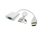 Конвертер HDMI type A male 19 pin to VGA female 15 pin со звуком 3.5mm модель: EHDMIM-VGAF20 белый Espada для совмещения ноутбуков и ПК с мониторами, телевизорами, проекторами