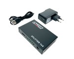 HDMI разветвитель 1x4 с усилителем до 30м Espada EDH12 v1.4 4K@30hz черный + блок питания, поддержка 3D / splitter Full-HD 1 на hdmi 4 порта / сплиттер /