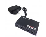 HDMI разветвитель 1x4 с усилителем до 30м Espada EDH12 v1.4 4K@30hz черный + блок питания, поддержка 3D / splitter Full-HD 1 на hdmi 4 порта / сплиттер /