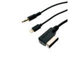 Автомобильный аудио кабель AUX MDI MMI to 3,5 mm + Lightning 8 pin Ipad, Iphone для Audi, Volkswagen, Skoda, Seat, модель AUX40839