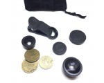 Набор из трёх линз/насадок для смартфона /совместимы с большинством камер мобильных телефонов, планшетов и с цифровыми камерами/ увеличение/ объектив «рыбий глаз» fish-eye/
