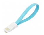 Кабель - переходник USB 2.0 type A male to micro USB type B male 20см, плоский, для зарядки и синхронизации, цвет голубой