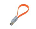 Кабель - переходник USB 2.0 type A male to micro USB type B male 20см, плоский, для зарядки и синхронизации, цвет оранжевый