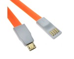Кабель - переходник USB 2.0 type A male to micro USB type B male 20см, плоский, для зарядки и синхронизации, цвет оранжевый