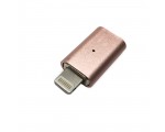 Переходник lightning 8 pin male to lightning  female с магнитной вставкой, со светодиодным индикатором, цвет розовое золото для iPhone 5/5S/5C/6/6S/7/7+, iPad4/Air/Mini/Mini2/6, iPod Touch5 / защита от влаги и пыли / продлить срок службы разъема /