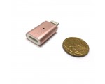 Переходник lightning 8 pin male to lightning  female с магнитной вставкой, со светодиодным индикатором, цвет розовое золото для iPhone 5/5S/5C/6/6S/7/7+, iPad4/Air/Mini/Mini2/6, iPod Touch5 / защита от влаги и пыли / продлить срок службы разъема /