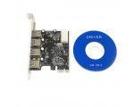 Контроллер PCI-E x1 v2.0 на USB 3.2 Gen1x1, 4xUSB A, чип VLI VL805, модель PCIe4USB3.0 Espada