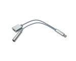 Кабель переходник Lightning 8 pin male to audio jack 3.5mm Female + Lightning Female  ,  для  iPhone5/5S/5C/6/6S/7/7+, iPad4/Air/Mini/Mini2/6, iPod Touch5 +  /одновременно заряжать смартфон и слушать музыку/