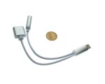 Кабель переходник Lightning 8 pin male to audio jack 3.5mm Female + Lightning Female  ,  для  iPhone5/5S/5C/6/6S/7/7+, iPad4/Air/Mini/Mini2/6, iPod Touch5 +  /одновременно заряжать смартфон и слушать музыку/