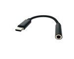 Кабель - переходник USB 3.1 Type C male to audio jack 3,5mm Female 10см, цвет черный для подключения наушников или колонок
