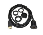 Универсальный кабель HDMI Male to HDMI Female 2 м с водонепроницаемым waterproof  IP67 выносным гнездом для установки на панель автомобиля, мотоцикла, катера и т.д.