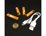 Комплект из 4-х перезаряжаемых батареек micro USB AAA, 1.2V, 450 mAH, 4шт