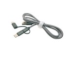 Универсальный кабель - переходник 3в1 USB 2.0 Am to Lightning + microUSB + USB type C 3.1 1м, нейлоновая оплетка, цвет серый модель: Eusb3in1m-m-gr  /для передачи данных и зарядки/