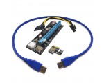 USB Riser card PCI-E x1 Male to PCI-E x16 Female с питанием 6Pin, EpciEkit ver009S, Espada, в комплекте кабель usb3.0 /ризер /райзер карта