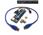 USB Riser card PCI-E x1 Male to PCI-E x16 Female с питанием 6Pin, EpciEkit ver009S, Espada, в комплекте кабель usb3.0 /ризер /райзер карта