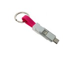 Универсальный брелок-переходник 3 в 1!!! Espada Emagn3i1 розовый плоский кабель USB 2.0 to Type C + micro USB + iphone Lightning 8pin для быстрой зарядки смартфона, планшета, ноутбука и для передачи данных