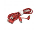 Универсальный кабель - переходник 3 в 1м!!!  USB type C 3.1 to Lightning + microUSB + USB type C 3.1, 1метр, нейлоновая оплетка EtyC3i1r красный Espada для зарядки и обмена данными