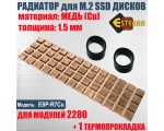 Радиатор для SSD M.2 2280 медь толщина 1.5мм, Модель ESP-R7Cu