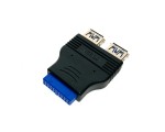 Переходник с материнской платы Ei20U32, 20 Pin Female на 2 порта USB 3.0 Female горизонтальное расположение, Espada