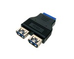 Переходник с материнской платы Ei20U32, 20 Pin Female на 2 порта USB 3.0 Female горизонтальное расположение, Espada