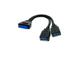 Кабель - переходник с внутреннего разъема материнской платы 20PIN на 2 порта USB3.0, E20cm3.02, 20см / 19 pin разветвитель /