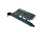 Контроллер PCI-E x4 v3.0 на USB 3.2 Gen2x1, 3xUSB A + type Cx2 чип ASM3142 и VL822, модель PCIeU3.2Gen2 Espada