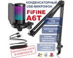 Микрофон Fifine, модель A6T с RGB подсветкой, черный