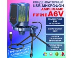 USB-микрофон Fifine AmpliGame A6V, с RGB подсветкой, синий