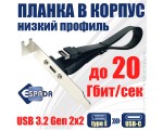 Планка в корпус USB C 3.2 Gen2x2, EbrLow20, 20Gbps низкопрофильная