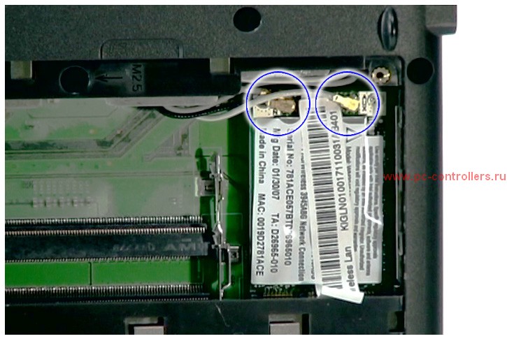 Установка карты WLAN Mini PCI-E