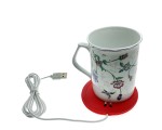 Подставка под кружку с подогревом LS-RBG силиконовая USB "Солдатики", цвет красный